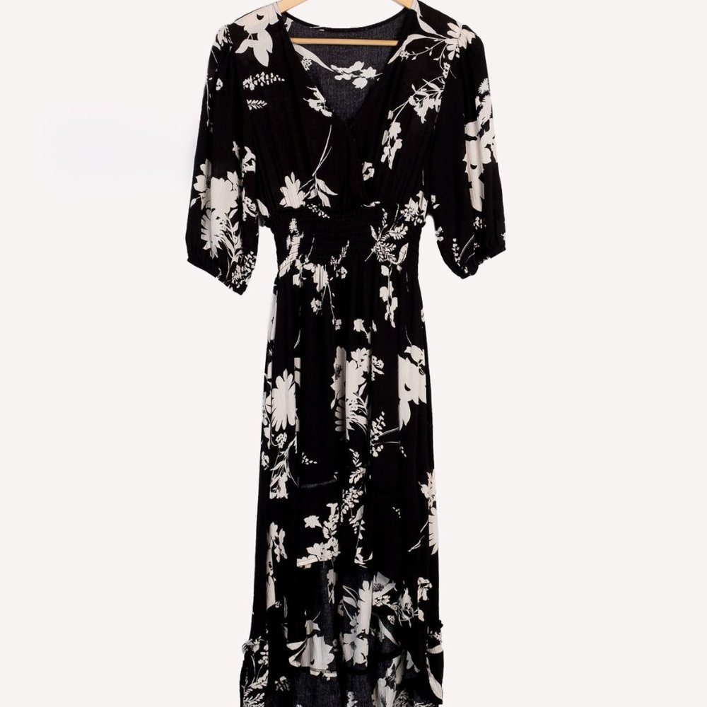 V neck asymmetrical skirt casual dress